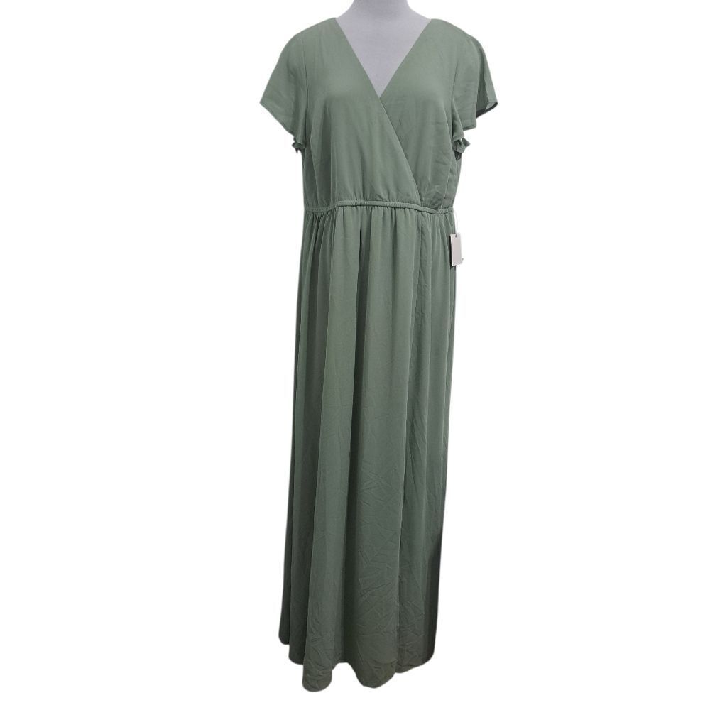 Lulus Lost In The Moment Boho Party Sage Brush Maxi Dress In Green Sz 1XL NWT